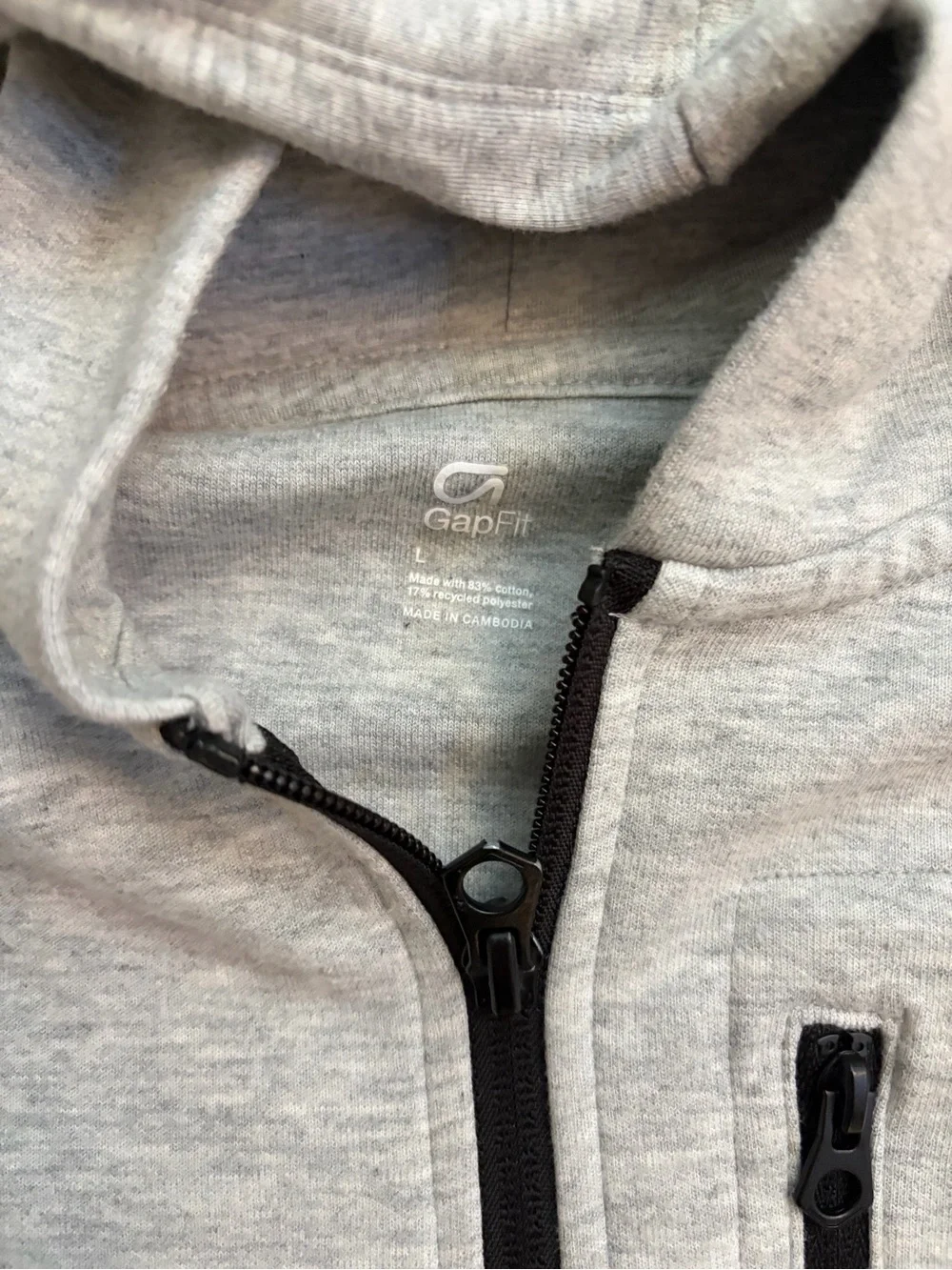 GAP Light Gray Hoodie with Black Trim